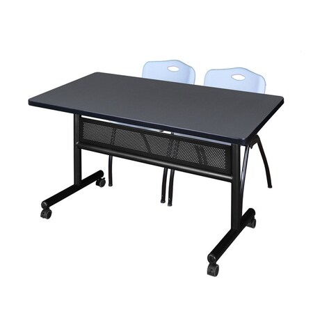 Kobe Rectangle Mobile table, 48" W, 29" H, Laminate Top, Gray MKFTM4830GY47GY